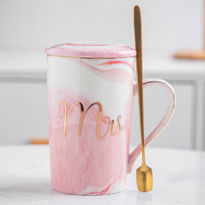 Ceramic Cup Custom Marble Pattern Bride Souvenir Couple Water Cup Wedding Gift