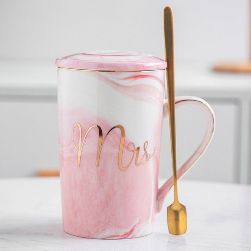 Ceramic Cup Custom Marble Pattern Bride Souvenir Couple Water Cup Wedding Gift