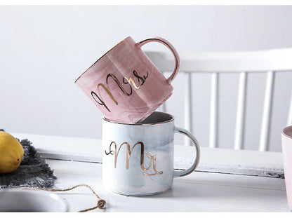 Ceramic Cup Custom Marble Pattern Bride Souvenir Couple Water Cup Wedding Gift