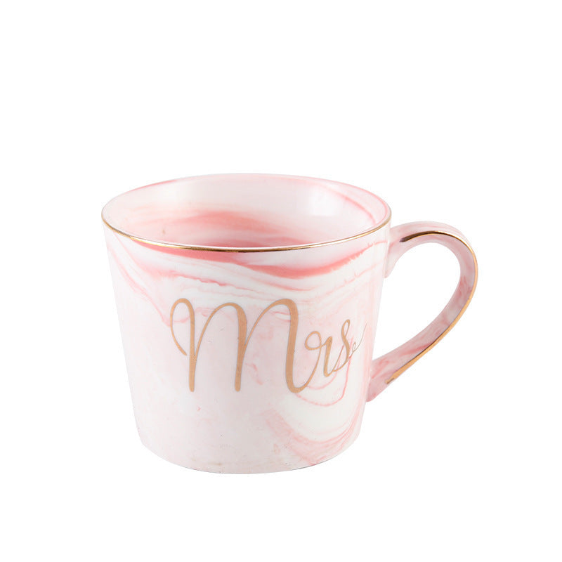 Ceramic Cup Custom Marble Pattern Bride Souvenir Couple Water Cup Wedding Gift