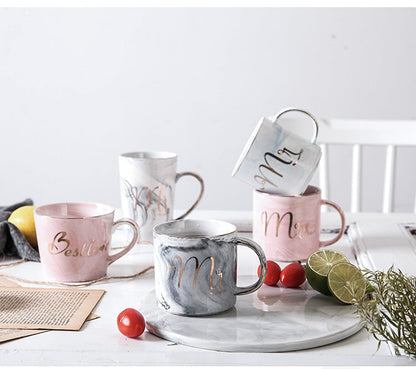 Ceramic Cup Custom Marble Pattern Bride Souvenir Couple Water Cup Wedding Gift
