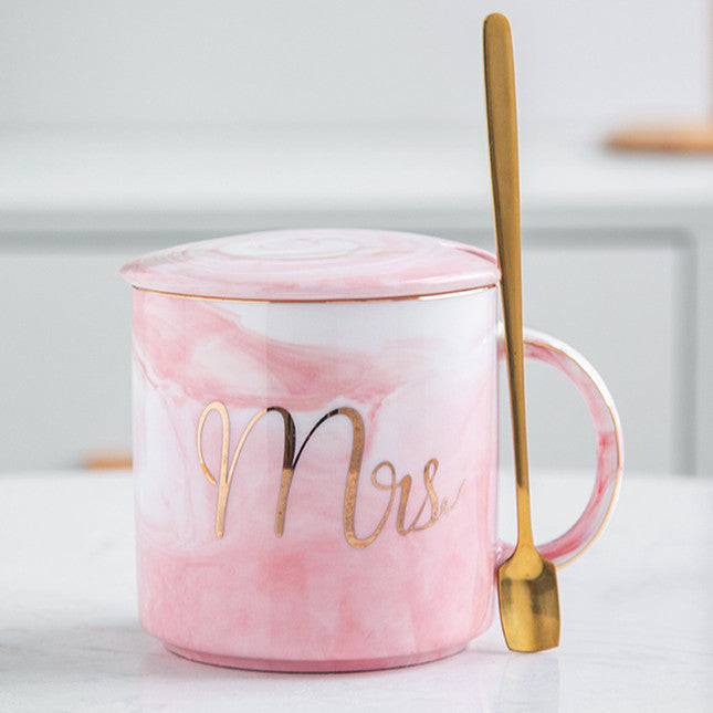 Ceramic Cup Custom Marble Pattern Bride Souvenir Couple Water Cup Wedding Gift