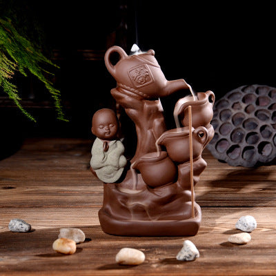 Brûleur d'encens à refoulement en céramique de haute qualité avec figurine de bétail, brûleur d'encens d'observation de fumée, ornements créatifs pour la maison et le bureau