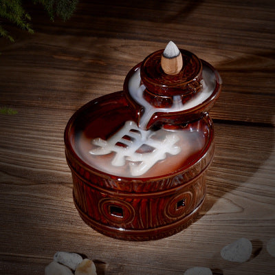 Brûleur d'encens à refoulement en céramique de haute qualité avec figurine de bétail, brûleur d'encens d'observation de fumée, ornements créatifs pour la maison et le bureau