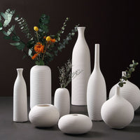Ornements de vase en céramique blanche modernes et minimalistes, créatifs, de style européen, pour arrangements floraux, fleurs séchées et fleurs artificielles, décoration d'intérieur, vente en gros