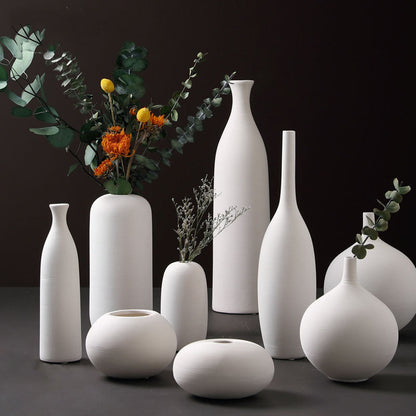 Ornements de vase en céramique blanche modernes et minimalistes, créatifs, de style européen, pour arrangements floraux, fleurs séchées et fleurs artificielles, décoration d'intérieur, vente en gros