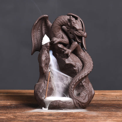 Ceramic Smoke Backflow Incense Burner Creative Flying Dragon In The Sky Nordic Pterodactyl Sandalwood Flow Stove Decoration
