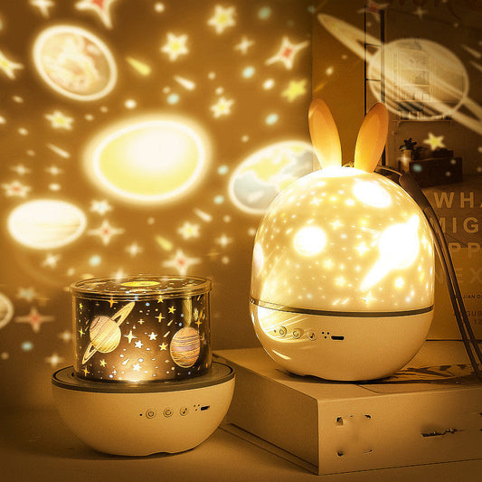 Proyector de cielo estrellado, luz nocturna, romántica, giratoria, creativa, música, sueño, para habitación de niños, luz de estrellas, dormitorio, lámpara de mesa para dormir
