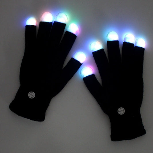 Gants lumineux colorés à bout de doigt noir