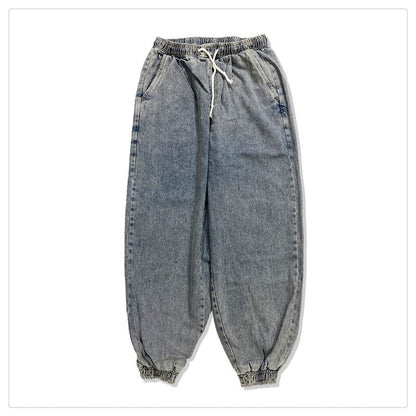 Jeans Men And Women Elastic Waist Loose Large Size Wide Leg Pants