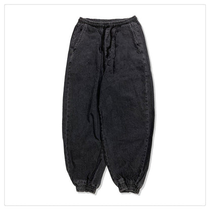 Jeans Men And Women Elastic Waist Loose Large Size Wide Leg Pants