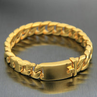 Bracelet à maillons épais européens et américains pour hommes, style coréen, en acier titane, couleur or, résistant à la décoloration