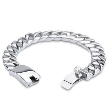 Bracelet à maillons épais européens et américains pour hommes, style coréen, en acier titane, couleur or, résistant à la décoloration