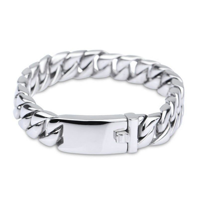 Bracelet à maillons épais européens et américains pour hommes, style coréen, en acier titane, couleur or, résistant à la décoloration
