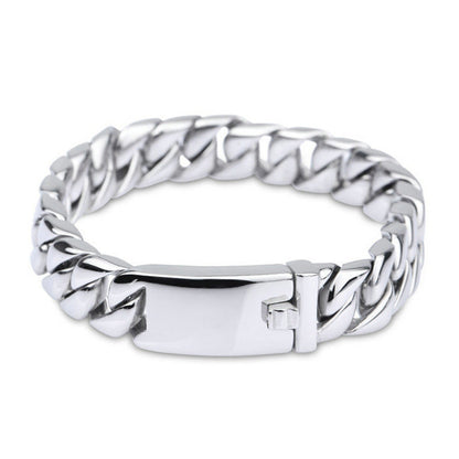 Bracelet à maillons épais européens et américains pour hommes, style coréen, en acier titane, couleur or, résistant à la décoloration