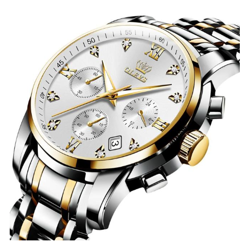 Montres Homme de Luxe, Chronographe en Acier Inoxydable, Étanche, Quartz, Date, Cadran Bleu, Relogio Masculino