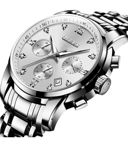 Montres Homme de Luxe, Chronographe en Acier Inoxydable, Étanche, Quartz, Date, Cadran Bleu, Relogio Masculino