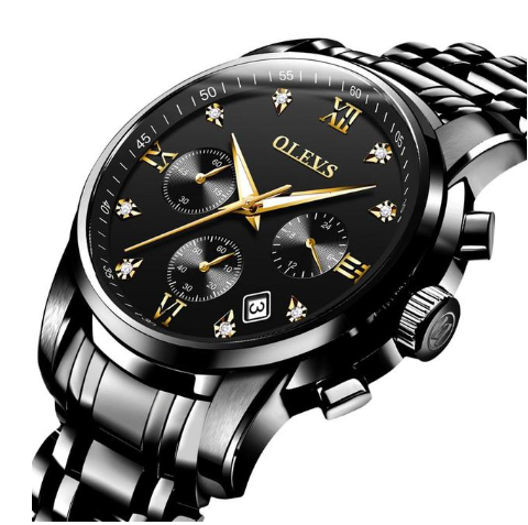 Montres Homme de Luxe, Chronographe en Acier Inoxydable, Étanche, Quartz, Date, Cadran Bleu, Relogio Masculino