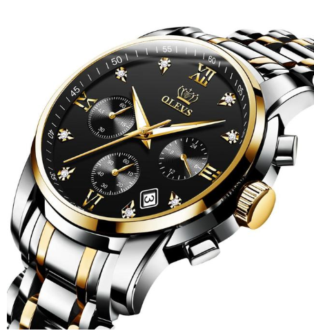 Montres Homme de Luxe, Chronographe en Acier Inoxydable, Étanche, Quartz, Date, Cadran Bleu, Relogio Masculino