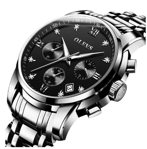 Montres Homme de Luxe, Chronographe en Acier Inoxydable, Étanche, Quartz, Date, Cadran Bleu, Relogio Masculino