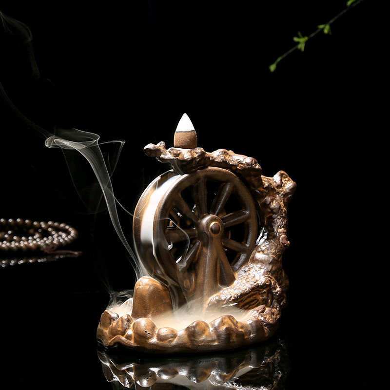 Brûleur d'encens à refoulement en céramique, brûleur d'aromathérapie créatif d'intérieur, ornements décoratifs pour bâtonnets d'encens de santal, Shui Mu Nianhua