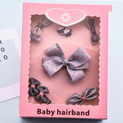 Korean Girl Princess Korean Bow Hairpin Hairpin Combo Set Hair Accessories Birthday Gift Headdress Gift Box
