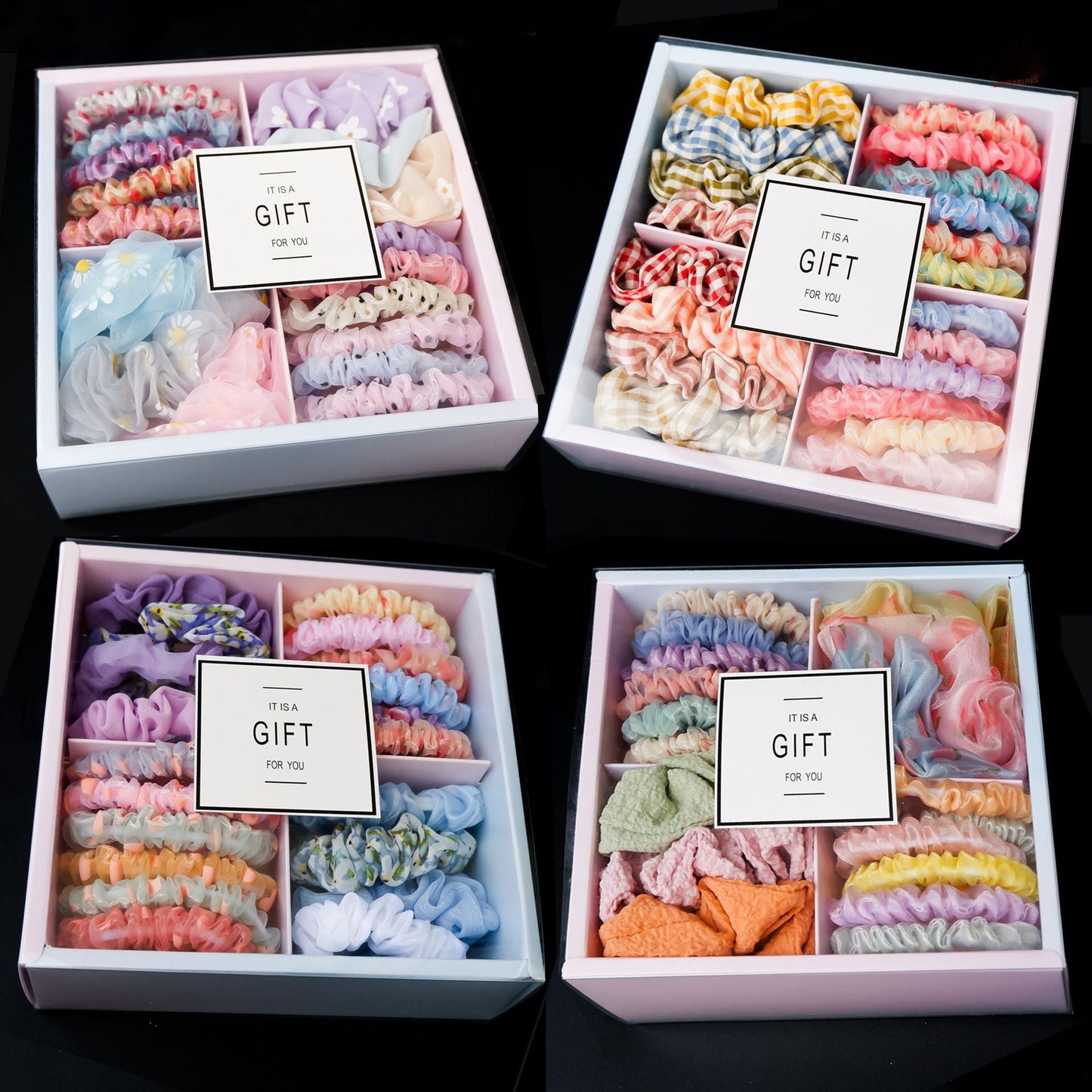 Coffret cadeau d'élastiques à cheveux chouchou populaires pour filles