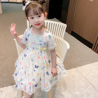 Robe longue princesse en dentelle d'été pour filles