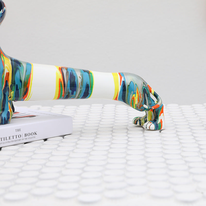 Artisanat en résine colorée Chien teckel de dessin animé