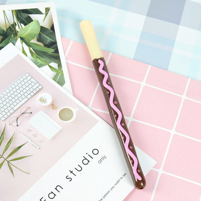 Korean Soft Gel Chocolate Stick Scented Needle Tube Gel Pen Black Ink Pen Signature