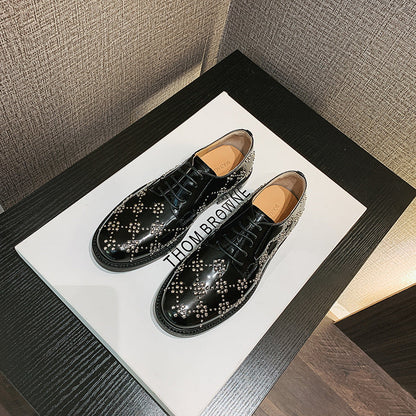 Zapatos Rojos de Cuero con Remaches Estilo Británico AUTÉNTICOS Pequeños de Cuero PARA Mujer