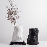Nordique Simple Noir et Blanc Céramique Créatif Souche Vase Mode Maison Villa Chambre Modèle Décoration Douce Artisanat Fleur