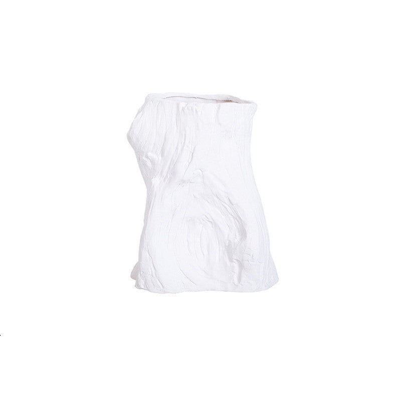 Nordique Simple Noir et Blanc Céramique Créatif Souche Vase Mode Maison Villa Chambre Modèle Décoration Douce Artisanat Fleur