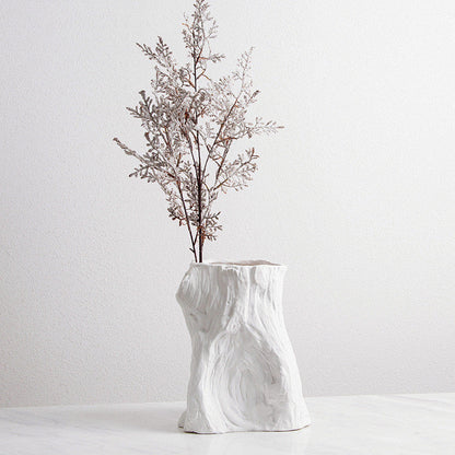 Nordique Simple Noir et Blanc Céramique Créatif Souche Vase Mode Maison Villa Chambre Modèle Décoration Douce Artisanat Fleur
