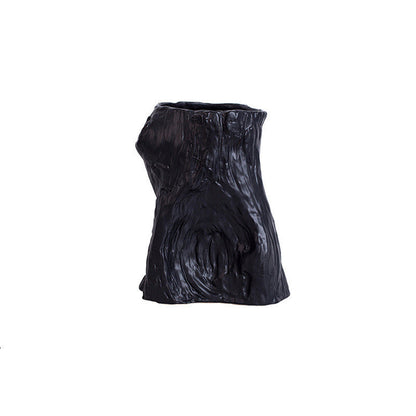Nordique Simple Noir et Blanc Céramique Créatif Souche Vase Mode Maison Villa Chambre Modèle Décoration Douce Artisanat Fleur