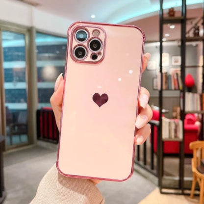 Electroplated Love Heart Airbag iPhone Case – Soft TPU Drop-Resistant Cover | iPhone 7–12