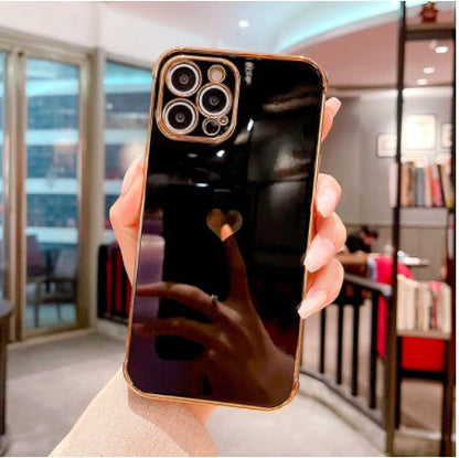 Electroplated Love Heart Airbag iPhone Case – Soft TPU Drop-Resistant Cover | iPhone 7–12