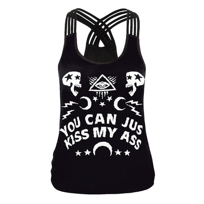Mandala Printed Cross - Back Vest For Ladies