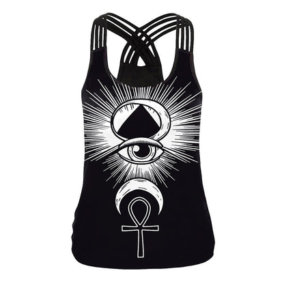Mandala Printed Cross - Back Vest For Ladies