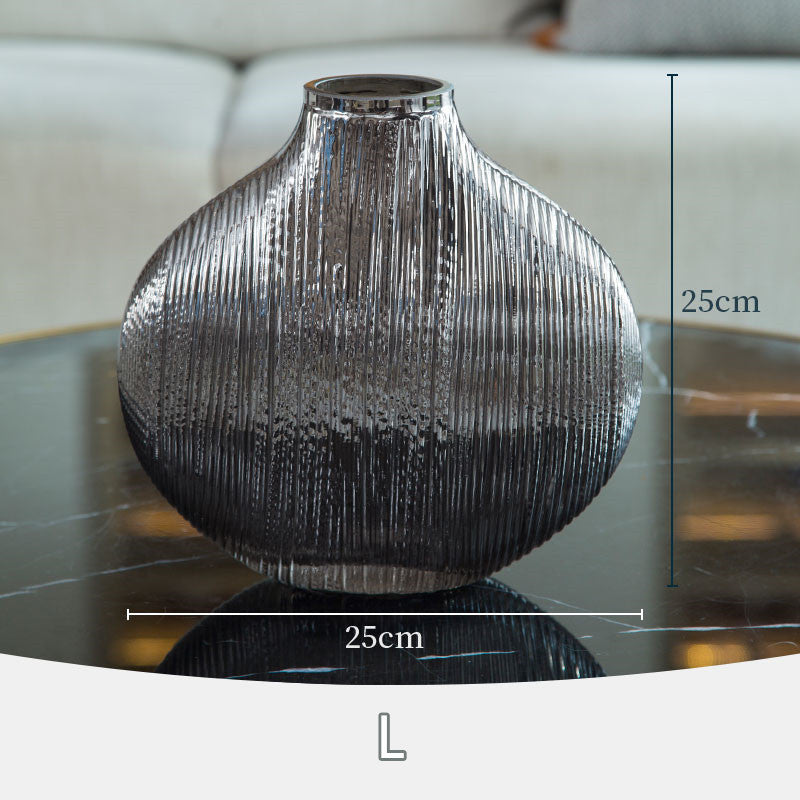Vase en Verre à Rayures Argentées, Accessoires de Disposition Florale Hydroponique, Accessoires de Décoration Maison Moderne