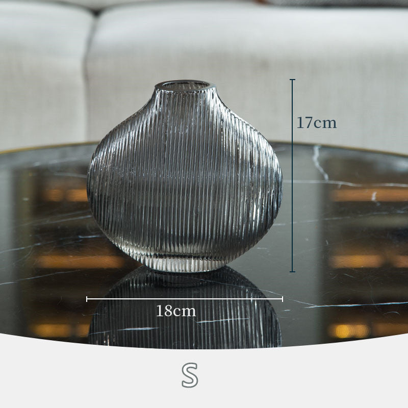 Vase en Verre à Rayures Argentées, Accessoires de Disposition Florale Hydroponique, Accessoires de Décoration Maison Moderne
