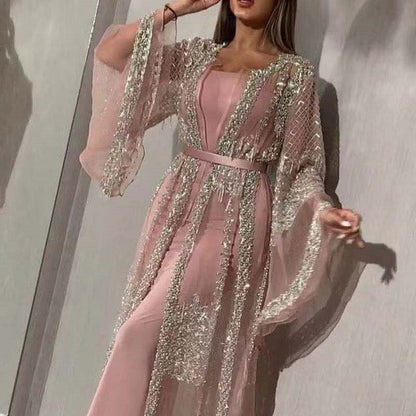 Lace Deep V-neck Wedding  Retro French Evening Dress