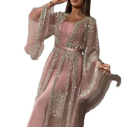 Lace Deep V-neck Wedding  Retro French Evening Dress