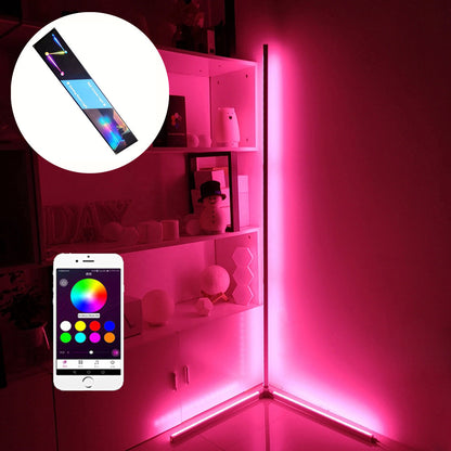 Lámpara de pie vertical LED RGB para esquina de sofá, estilo nórdico, para sala de estar moderna y sencilla, crea ambiente