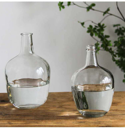 Japanese Bell Horse Drunk Wood Nantian Bamboo Nordic Style Simple Thin Mouth Big Belly Bottle Vase Transparent Indoor Flower Arranging Device