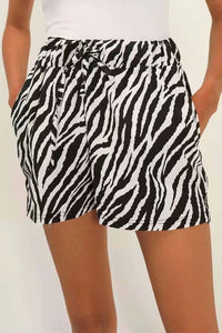 Summer New Animal Pattern Elastic Waist Drawstring Loose Casual Shorts