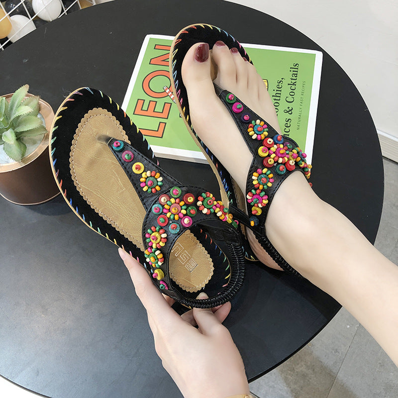 Women's Sandals Beaded Beach Shoes