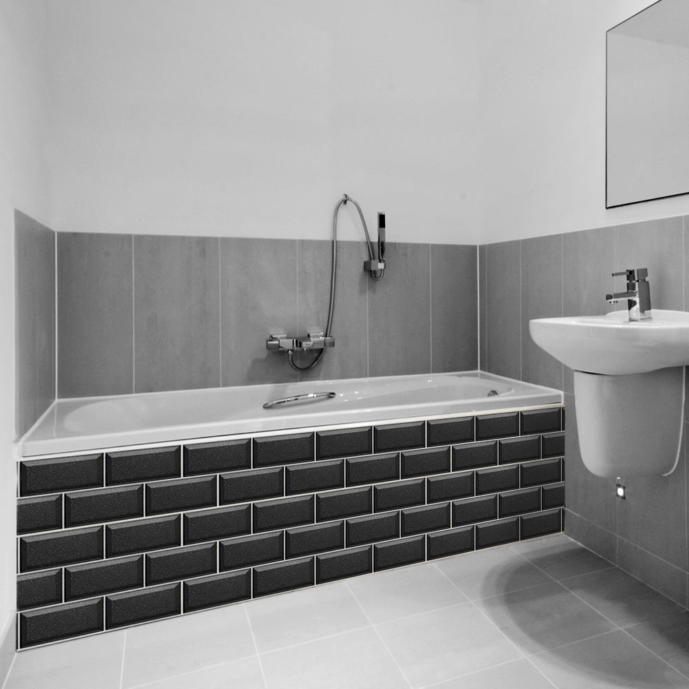Funlife Nouveauté Carrelage Terrazzo Noir Américain Autocollant Mural Briques Longues Étanche Et Résistant Aux Hautes Températures UB005