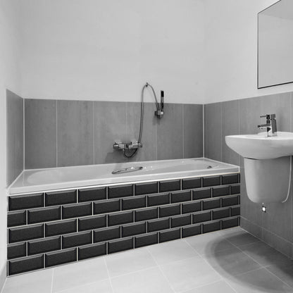 Funlife Nouveauté Carrelage Terrazzo Noir Américain Autocollant Mural Briques Longues Étanche Et Résistant Aux Hautes Températures UB005