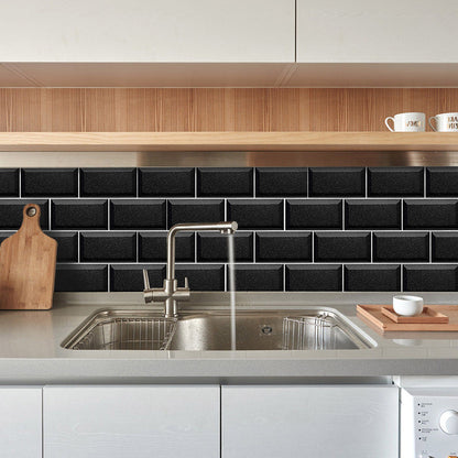 Funlife Nouveauté Carrelage Terrazzo Noir Américain Autocollant Mural Briques Longues Étanche Et Résistant Aux Hautes Températures UB005
